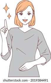 Illustration of a woman in a pointing pose.