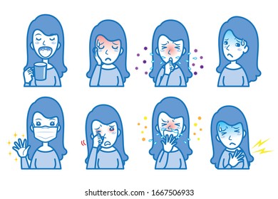 Illustration of the woman in poor physical condition