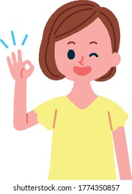 Illustration of a woman posing OK