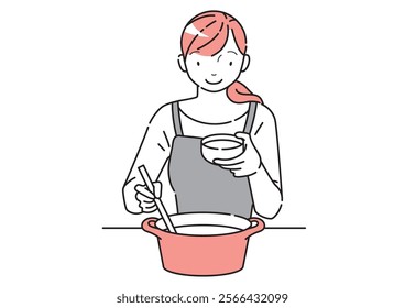 Illustration of a woman pouring soup from a pot