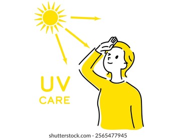 Illustration of a Woman Practicing UV Care