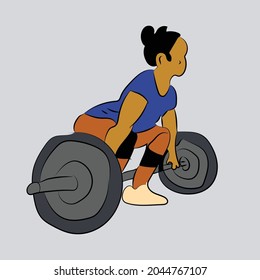 illustration of woman preparing for weightlifting character vector sign