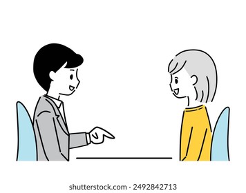 Illustration of a woman receiving an explanation.