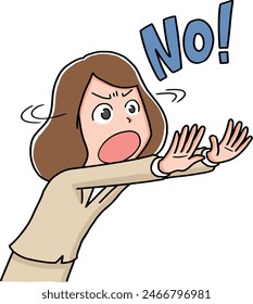 Ilustración de una mujer que se niega con NO