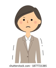 It is an illustration of a woman in a regrettable suit.