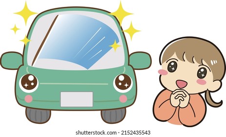 Illustration of a woman rejoicing in a car with clean air