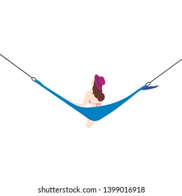 illustration woman relaxing on swing isolated on white background