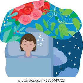 Illustration of a woman relaxing and sleeping