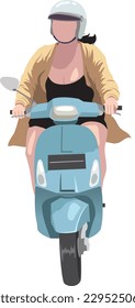 ilustración de una mujer montando una moto - vector