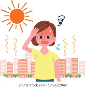 Illustration of a woman at risk of heat stroke