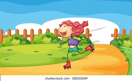 Illustration of a woman rollerskating