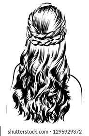 illustration of woman with romantic hairstyles