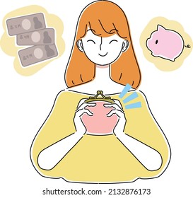 Illustration Of A Woman Saving Money