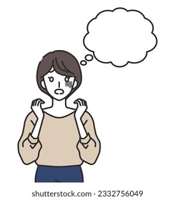 illustration of woman scared of something