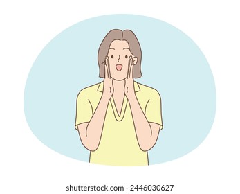 illustration of woman screaming with two hands