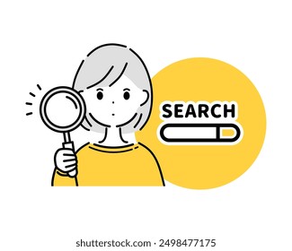 Illustration of a woman searching.