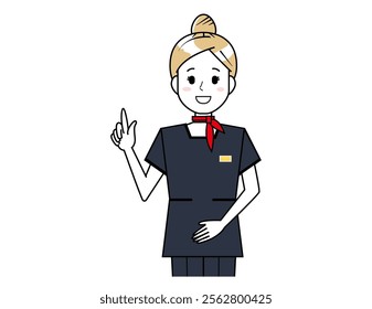 Illustration of a woman serving a customer.　Beauty advice staff.