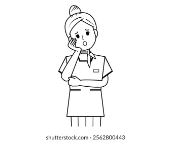 Illustration of a woman serving a customer.　Beauty advice staff.