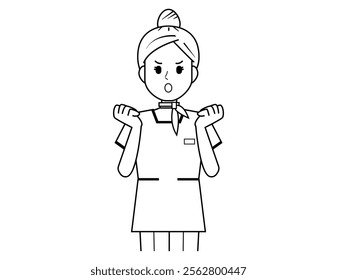 Illustration of a woman serving a customer.　Beauty advice staff.