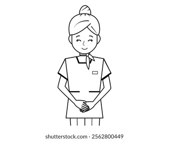 Illustration of a woman serving a customer.　Beauty advice staff.