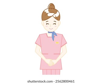 Illustration of a woman serving a customer.　Beauty advice staff.