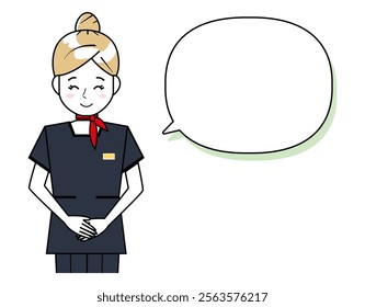 Illustration of a woman serving a customer. Beauty advice staff.