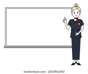 Illustration of a woman serving a customer. Beauty advice staff.