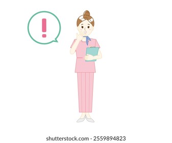 Illustration of a woman serving customers in pants style. Beauty advice staff.