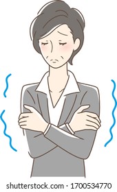 Illustration of a woman shaking feeling cold