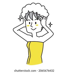 Illustration of a woman shampooing