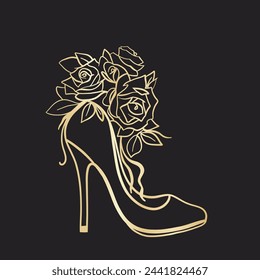 illustration of a woman shoe with rose