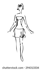 Illustration of woman in short dress.