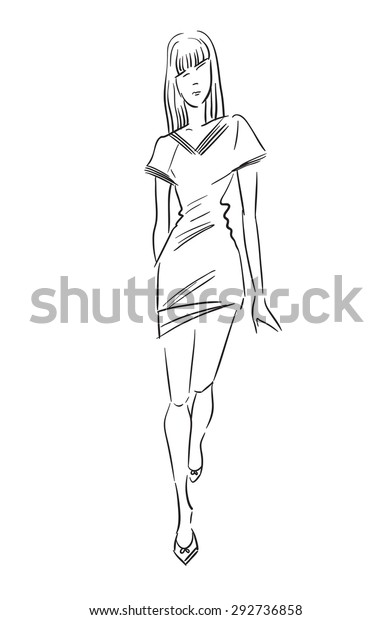 Illustration Woman Short Dress Stock Vector Royalty Free 292736858