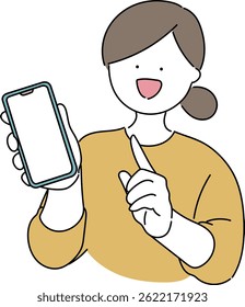 Illustration of a woman showing her smartphone screen