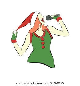 illustration of a woman singing for christmas day
