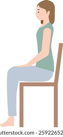 Illustration of a woman sitting on a chair with ideal good posture