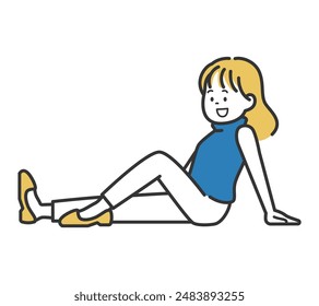 An illustration of a woman sitting and smiling