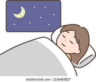 Illustration Woman Sleeping Bed Stock Vector (Royalty Free) 2156483827 ...