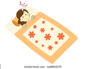 Illustration of a woman sleeping on a futon