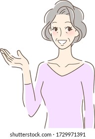 Illustration of a woman smiling and holding out her palm