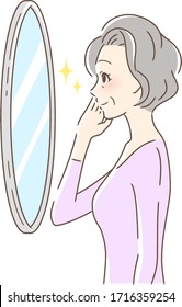Illustration of a woman smiling and looking into the mirror