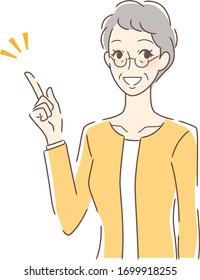 Illustration of a woman smiling and pointing her finger