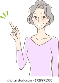 Illustration of a woman smiling and pointing her finger