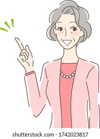 Illustration of a woman smiling and pointing her finger