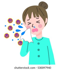 Illustration of a woman sneezing