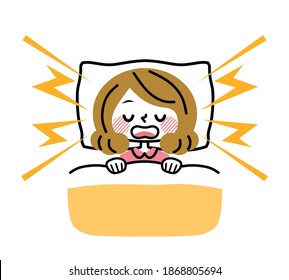 Illustration of a woman snoring big.