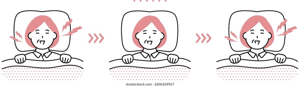 Illustration of a woman snoring and sleeping in an apnea state