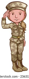 Illustration of a woman soldier in uniform