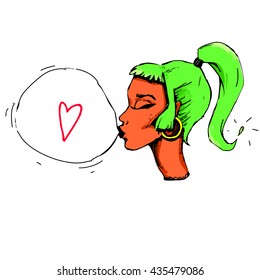  illustration of a woman with the speech bubble