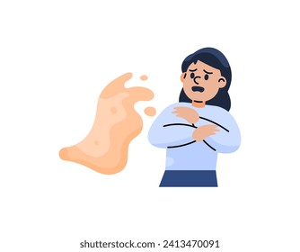 Illustration of a woman splashed in a puddle. was shocked and tried to protect himself from splashing water. the facial expression of people. Flat or cartoon style character illustration design
